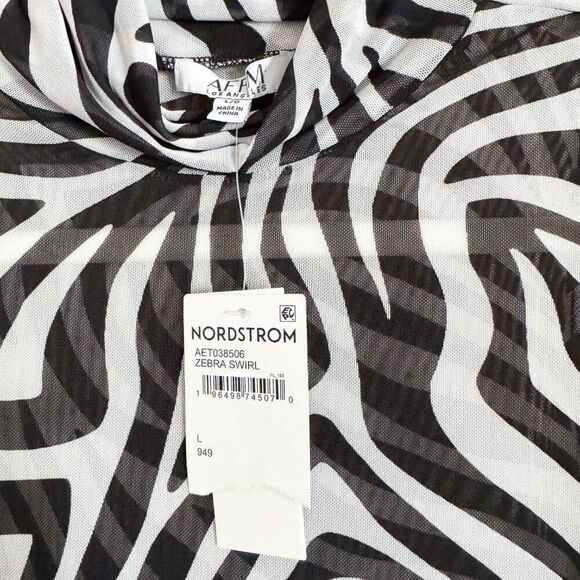 AFRM Zebra Print Sheer Turtleneck Tank Top Size Large NWT - Picture 2 of 4